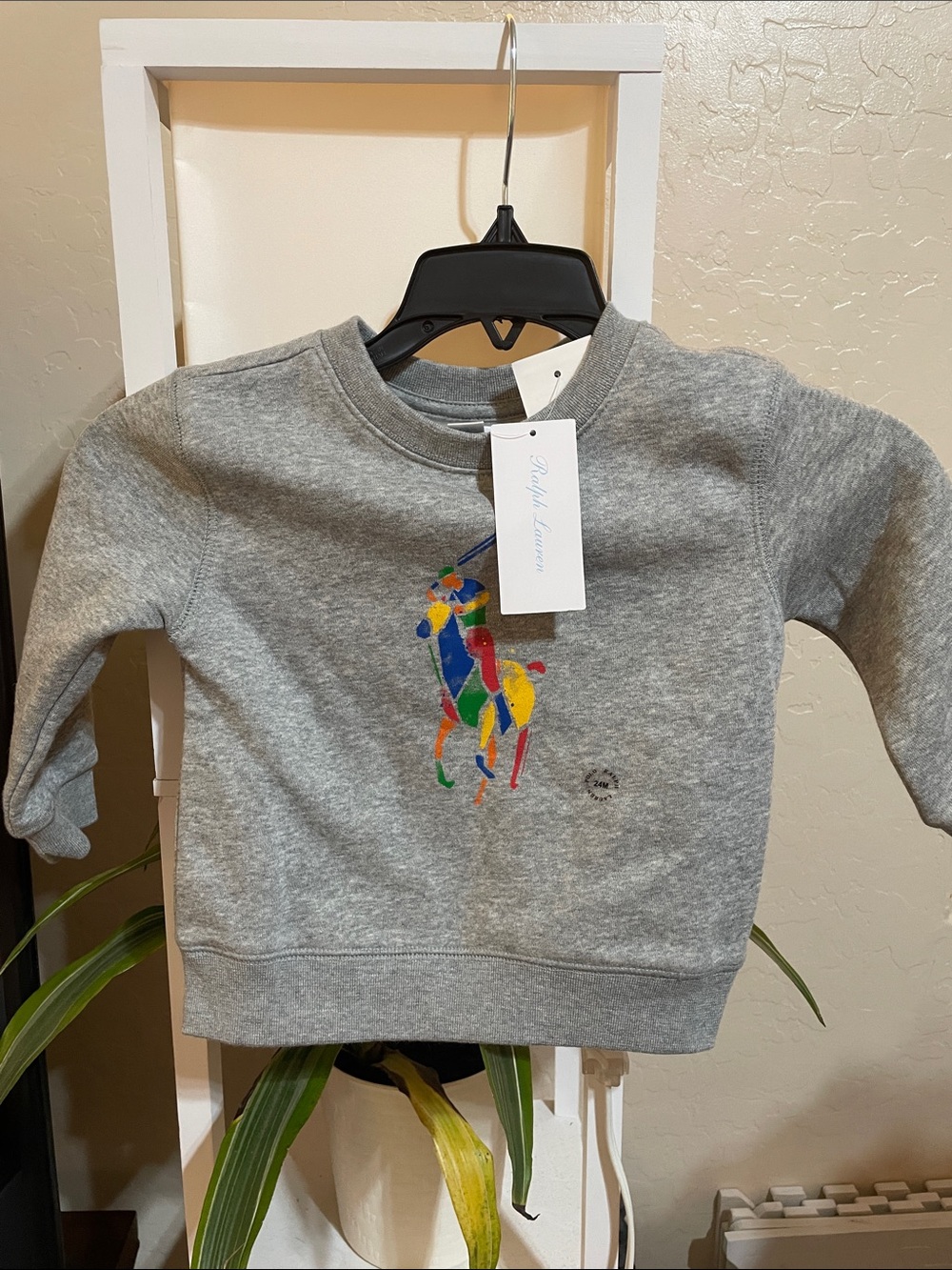 Ralph Lauren Grey Sweatshirt with Multicolor Polo Player Graphic